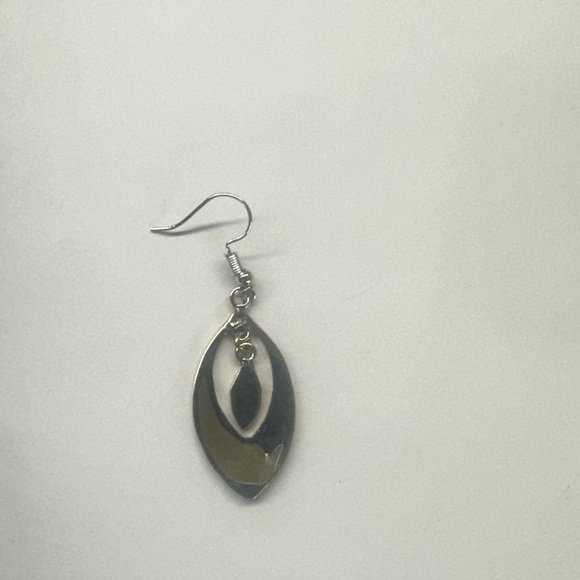 Vintage Taxco Mexican Alpaca Abalone Double Teardrop Earrings - Picture 2 of 6